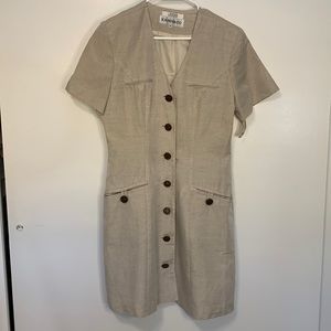 Vintage linen button down midi dress NWT